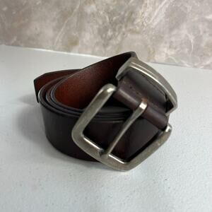 Unbranded Belt Mens 38 Brown Genuine Leather Silver Buckle